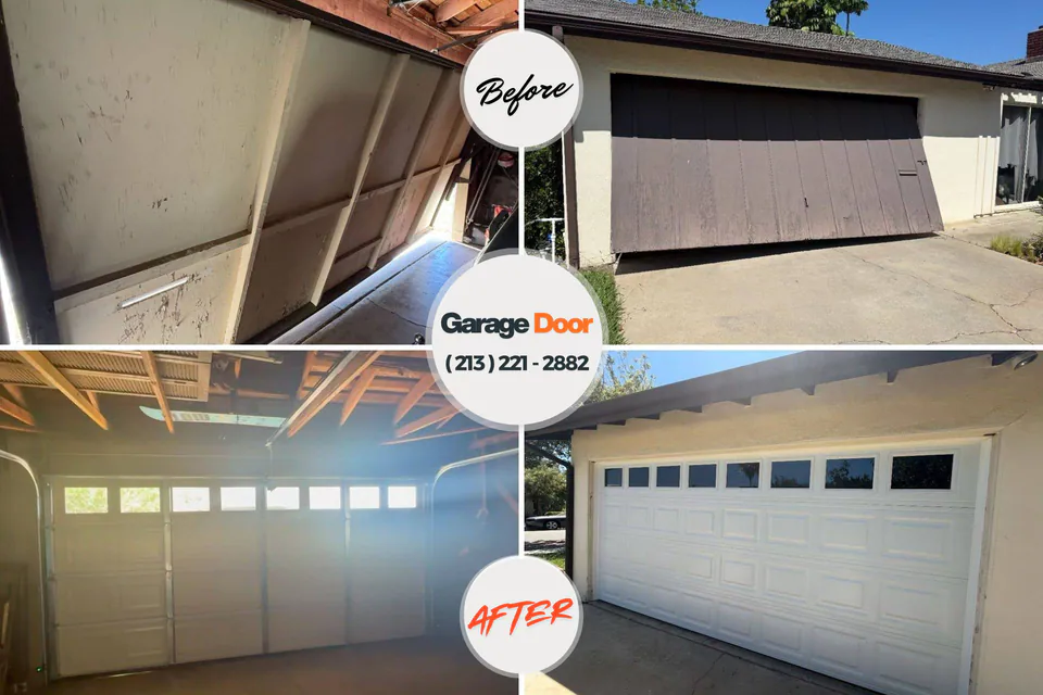 Before and after: garage door repair Farmington, MI